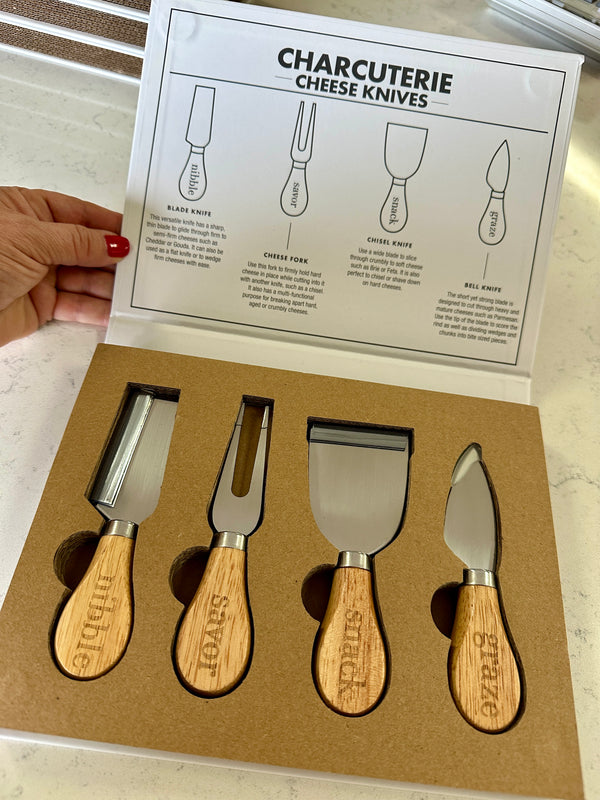 Charcuterie Cheese Knives 4 pack wood handle